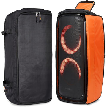 Bolsa de reemplazo para PartyBox 710, bolso y mochila portátil de tela resistente con asas ergonómicas y correas acolchadas, bolsillos de malla para viajes, exteriores y fiestas (negro/naranja), bolsa de viaje plegable, accesorio de audio elegante
