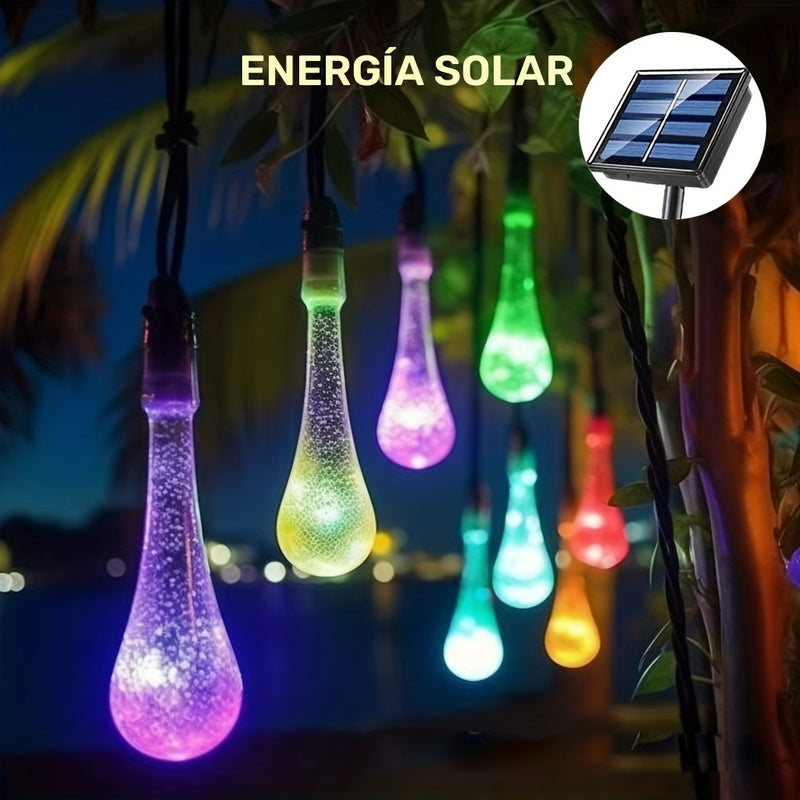 Tira de luces LED solar de 5 metros con 20 luces, burbujas de agua, 8 modos, decoración festiva para Navidad, bodas y actividades en courtyard, 1 tira, 5 metros 20 luces