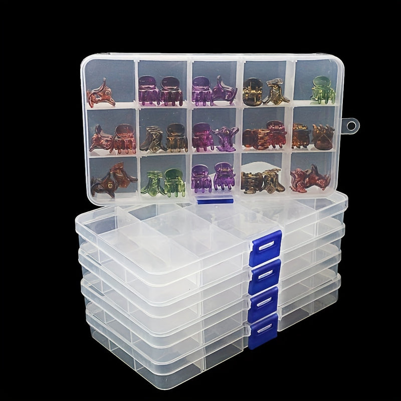 4 Piezas, Contenedores De Almacenamiento De Cuentas De Plástico Transparente, 10/15 Compartimentos, Organizador Apto Para Viajes Para Joyas, Anillos, Piezas Pequeñas Y Otros, (Cajas Y Organizadores De Joyas)