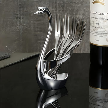 Base de cisne de acero inoxidable elegante con diseño creativo - Ideal para fiestas, bodas y uso doméstico, sin contacto con alimentos.