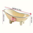 Jabonera Creativa y Linda para Bañera con Lazo Rosa - Bandeja de Jabón Ovalada, Accesorios Decorativos para el Cuarto de Baño, Lavabo o Ducha, Diseño Divertido, Artículos para la Bañera