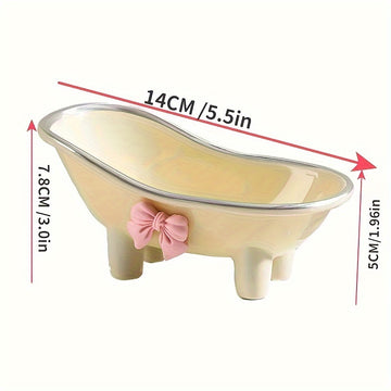 Jabonera Creativa y Linda para Bañera con Lazo Rosa - Bandeja de Jabón Ovalada, Accesorios Decorativos para el Cuarto de Baño, Lavabo o Ducha, Diseño Divertido, Artículos para la Bañera