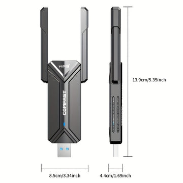Adaptador WiFi 7 USB Comfast para Windows 10/11/Pro/Max, lector de tarjeta de red Ethernet, USB-A a Wi-Fi Dongle, Plug and Play, con control de aplicación, Voltaje ≤36V, Accesorio de Internet inalámbrico, Wi-Fi Dongle | Diseño negro elegante | Diseño dur
