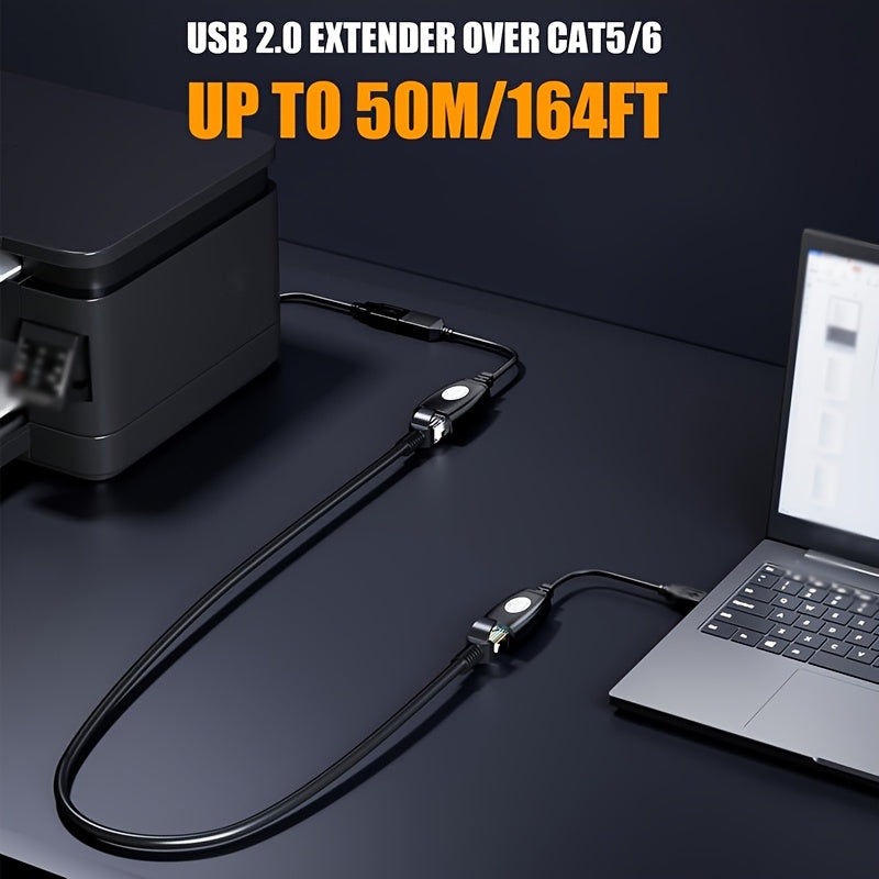 Adaptador USB versátil a Ethernet para Cat 6/6e/5/5e hasta 50m/164ft, ideal para portátiles, computadoras, teléfonos, teclados, unidades flash, impresoras - Nylon duradero y USB-C RJ45, impresora, portátil, USB-C