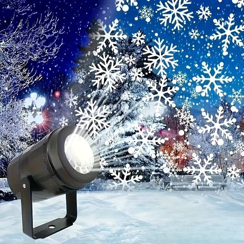 Luz de proyección de copos de nieve alimentada por USB - Iluminación de escenario LED festiva para Navidad y Pascua, decoración de fiestas para interiores y exteriores con escena de maravilla de invierno, luces de cuerda para jardines