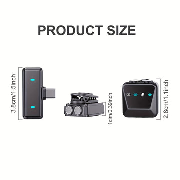 Microfono de Solapa sin varillas Plug-and-Play con Conexión USB-C - Batería Recargable, Grabación con un Solo Clic, Ideal para Videografía y Transmisiones en Vivo, Micrófono sin varillas para Cantar