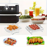 Juego de rejilla y pinchos de acero inoxidable de 7 piezas para Ninja Foodi Dual Air Fryer - Compatible con Air Fryer FlexDrawer AF500UK de 10.4L, accesorios para horno de aire frito XL, fácil de limpiar, transferencia de calor uniforme, seguro para lava
