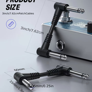 Cable de conexión para guitarra LUTREE de 6.35 pulgadas con conectores TS de 1/4", ideal para efectos de audio y pedales de guitarra, diseño redondo, construcción duradera