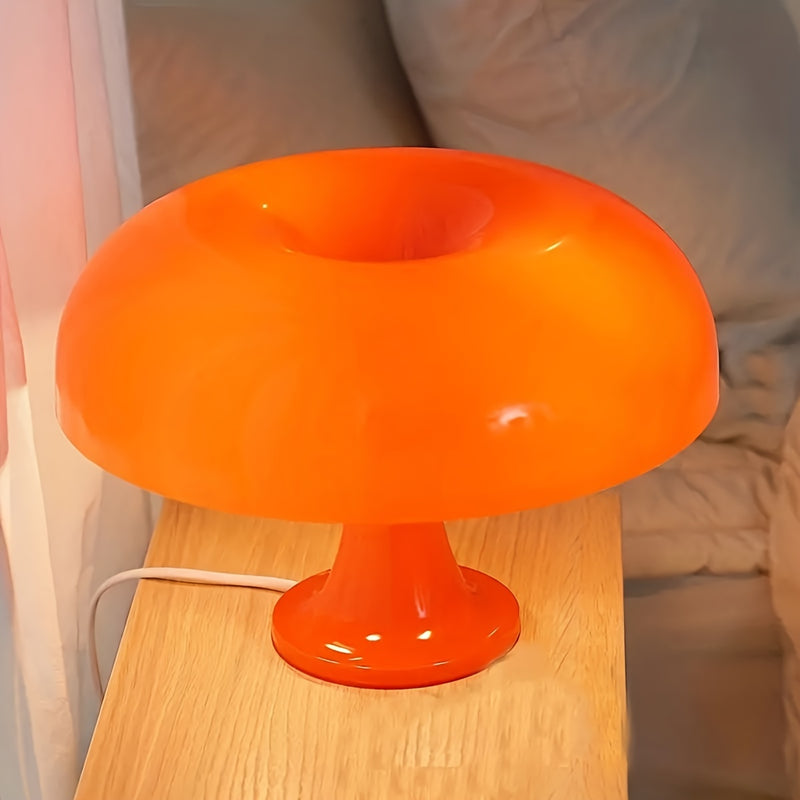 Lámpara de mesa LED moderna con diseño de hongo, 1 unidad - Alimentación por USB, luz naranja brillante, diseño elegante en plástico para decoración de dormitorio, sala de estar y hotel, lámpara de hongo