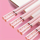 1/ 5 Pares De Palillos De Aleación Rosa Con Cereza Ámbar, Reutilizables Para Comidas En Casa, Vajilla De Estilo Chino Y Coreano, Comida Rápida, Fideos, Palillos De Sushi, Palillos De Ramen