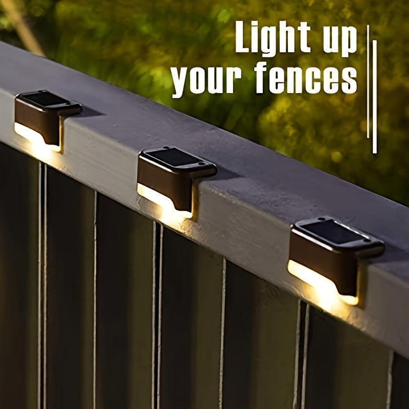 Conjunto de 16 Luces Solares para Escalones con Detector de Luz, Iluminación Exterior para Escaleras y Terrazas, Perfecto para Jardín, Porche y Decoración de Bodas