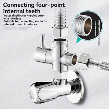 Válvula de ángulo de tres vías con una entrada y dos salidas, válvula de salida doble para el hogar con interruptor, distribuidor de ducha, válvula distribuidora de cabezal de ducha, diámetro de 20 mm, 3 vías, sistema de ducha universal de reemplazo, ada