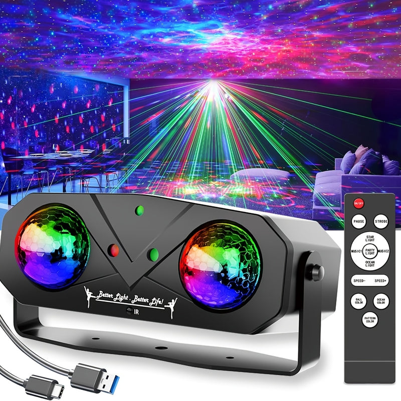Luces de Fiesta USB con 2 Bolas Mágicas - Efectos Láser y LED, para Hogar, Eventos, Citas - Lámpara Disco Compacta sin DJ, Decoracións para Fiestas, Ambiente Dinámico, Proyección de Alta Calidad, Decoración del Hogar