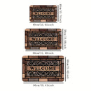 1 alfombra de bienvenida rústica - Resistente, antideslizante de poliéster con respaldo de PVC, diseño elegante en marrón para entrada y decoración del hogar, felpudo para puerta principal