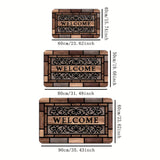 1 alfombra de bienvenida rústica - Resistente, antideslizante de poliéster con respaldo de PVC, diseño elegante en marrón para entrada y decoración del hogar, felpudo para puerta principal