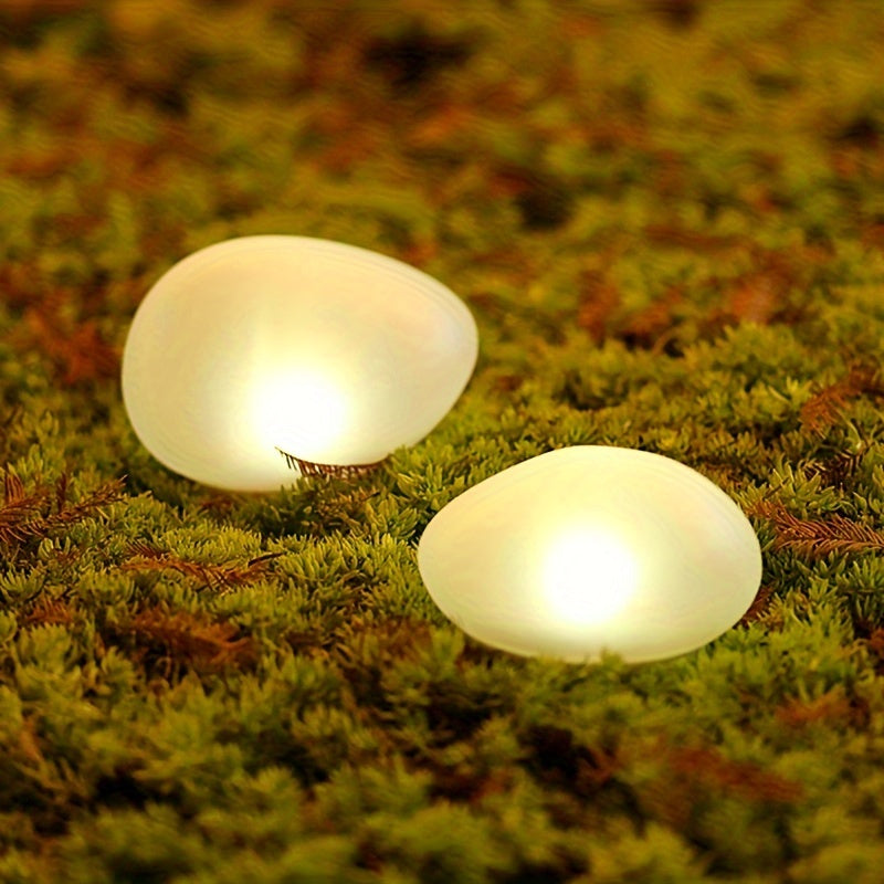 Lámpara Solar de Tierra para Exteriores, Luz de Guijarros, Lámpara Solar de Piedra para Jardín y Césped, Luz Solar con Enchufe para Suelo, Vidrio Esmerilado Blanco, Luz Decorativa Inalámbrica