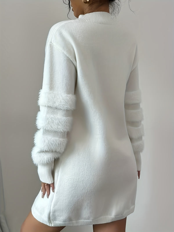 Vestido elegante de cuello alto para mujer, ajustado, midi, lavable a máquina, manga larga, color sólido, con puños acolchados, ideal para primavera/otoño, casual a semiformal, atuendo formal, estilo sofisticado, tejido con textura