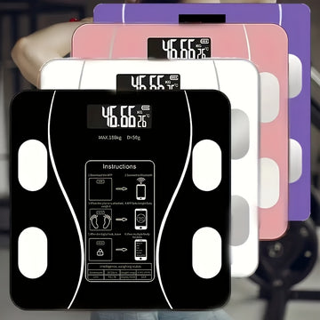 Báscula digital para baño en negro elegante con pantalla de temperatura, medición de peso precisa, funciona con pilas, pantalla LCD fácil de leer, diseño compacto para uso en el hogar y el baño
