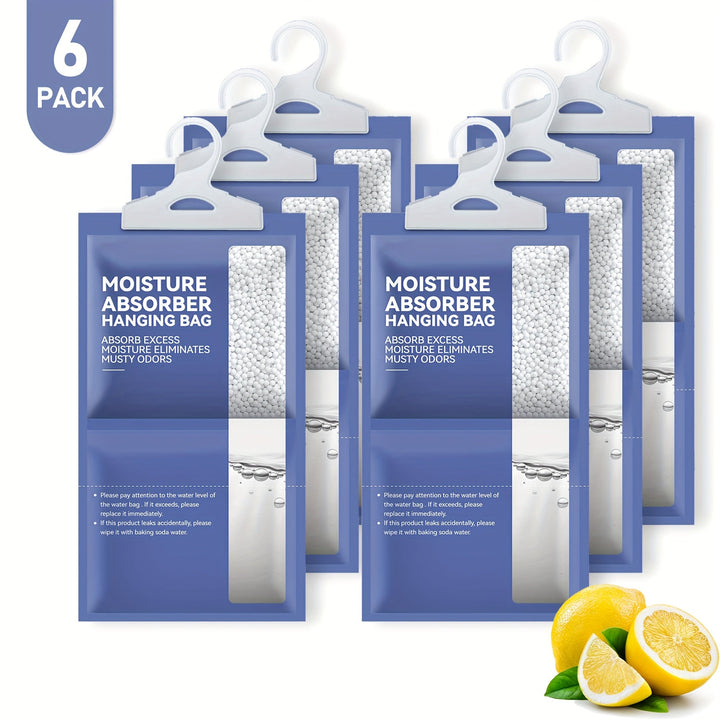 6 Bolsas de Deshumidificadora Colgante, Paño de Cloruro de Calcio de Alta Eficiencia, Adecuado para Armario, Baño, Bolsas de Humedad, Sin Fragancia, Se Puede Colgar en Armario, Baño, Elimina Olores y Muestras, Muy Adecuado para Uso en Casa y Viajes