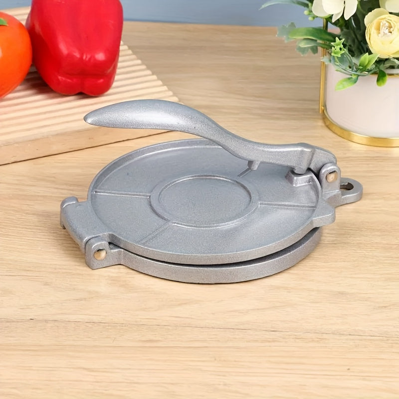 1pc Herramienta de Prensa Manual para Rollos de Maíz DIY - Aleación de Aluminio, Mango Largo, Plegable para Hornear Gofres de Crema y Bolas de Masa, Material Metálico, Uso en Cocina y Restaurante, Ideal para Aficionados a la Cocina Casera