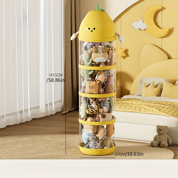 Cubos de Almacenamiento de Plástico Apilables y Modernos - Cilíndricos Transparentes para Juguetes, Muñecas y Marionetas - Cajas de Clasificación de Gran Capacidad, Canastas, Contenedores y Organizadores para la Organización del Hogar