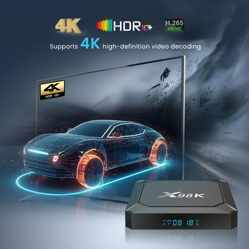 Reproductor de streaming X98K RK3528 con Android 13.0, WiFi de doble banda, decodificación de video 4K, control remoto, enchufe estadounidense, USB 2.0, sin batería - Ideal para entretenimiento en el hogar inteligente