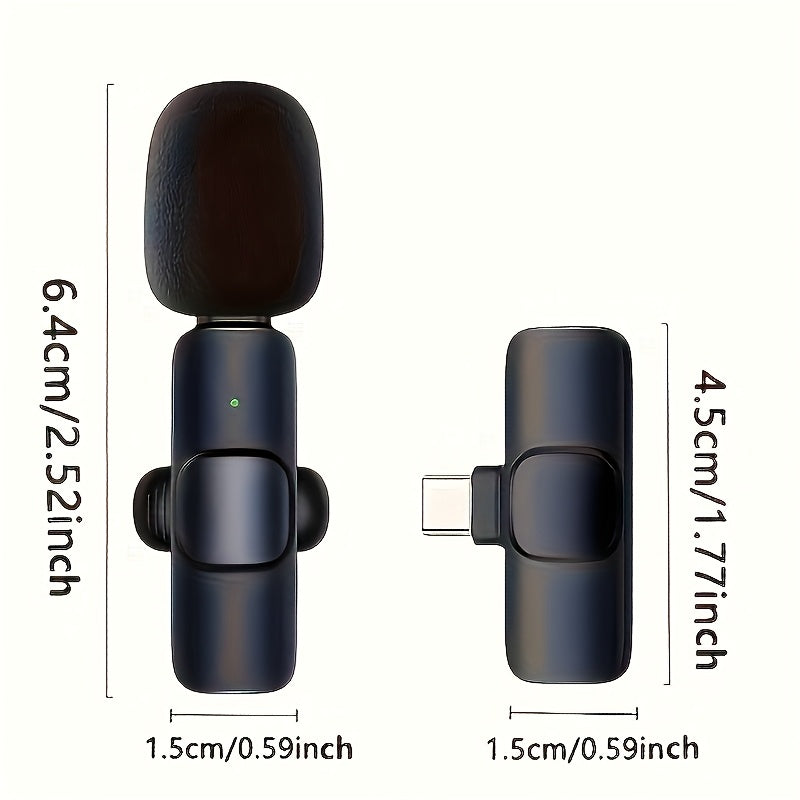 Microfono sin varillas Lavalier Profesional, Compatible con iPhone iPad Cargador Tipo-C - 2 Piezas Plug-and-Play para Grabación y Entrevistas, Reducción de Ruido Automática, Mini Micrófono Clip-On con Estuche de Carga, Compatibilidad con Laptop