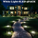 8 luces solares mini enterradas, lámpara solar de acero inoxidable para exteriores, iluminación de paisaje impermeable para patios, jardines, carreteras, aceras y césped, luz blanca + luz cálida, clasificación IP65, material de cobre, carga de panel sola