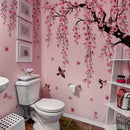 Un conjunto de 4 pegatinas creativas de árbol de flor de durazno rosa para el salón, dormitorio y decoración de pared del baño MS7194-YC