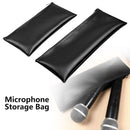 Bolsa de almacenamiento de micrófono de cuero sintético negro con cremallera - Estuche protector de choque para micrófonos inalámbricos y con cable, diseño compacto para un fácil transporte, estuche de almacenamiento de micrófono, cierre de cremallera se