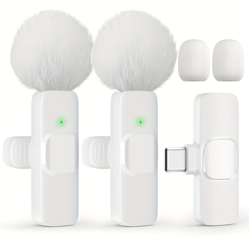 Microfono de Solapa sin varillas con Grabación por Toque Único y USB-C, Batería Recargable para Transmisiones en Vivo, Entrevistas, Vlogs en Smartphone/Portátil/Tableta, Equipo de Vlogging | Diseño Divertido | Micrófono Suave, Microfono sin varillas