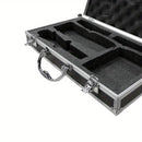 Conjunto de micrófono de tarjeta de sonido, estuche de aluminio, micrófono inalámbrico universal, bolsa portátil, maleta de carcasa dura, accesorios de mezclador.