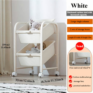 Carrito de almacenamiento giratorio de 2/3/4/5 niveles con ruedas - Estructura de acero resistente con estantería modular con contenedores de plástico extraíbles, organizador móvil fácil de ensamblar para el hogar y la oficina - Blanco, estantería para l