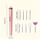 Broca Portátil para Uñas con 5 Accesorios, USB y Luz LED, Velocidad Ajustable para Herramientas de Manicura y Pedicura