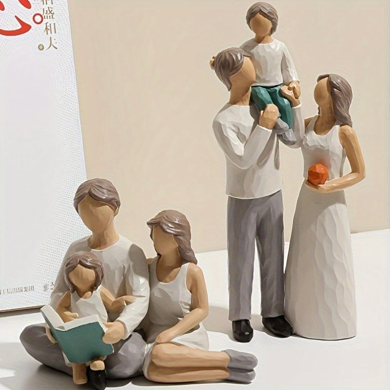 Un conjunto precioso de esculturas de resina para momentos familiares - Padre, hijo y cuatro esculturas de lectura, adornos de mesa, adecuados para varios tipos de habitaciones, decoración del hogar y sala de estar, uso interior, esculturas interiores.