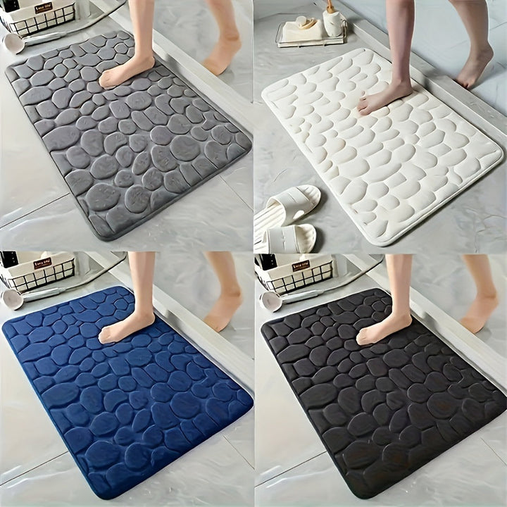 1pc Alfombra de baño con diseño de guijarros en relieve, alfombra de baño antideslizante súper absorbente para bañera, inodoro y suelo, alfombra antideslizante de poliéster lavable a máquina para bañera, 23,6 x 15,7 pulgadas