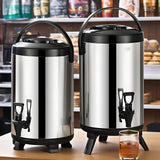 1 pieza, Dispensador de té aislado de acero inoxidable, cubo de hielo versátil para beber al aire libre, cubo térmico de gran capacidad para leche con diseño de tapa de múltiples capas, base plegable para uso comercial, equipado con asa para agregar hiel