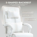 Silla de juego ergonómica para oficina con soporte lumbar y reposabrazos - Altura ajustable, giro de 360°, base de 5 ruedas - Poliéster duradero, blanco - Uso en casa y dormitorio, silla para escritorio