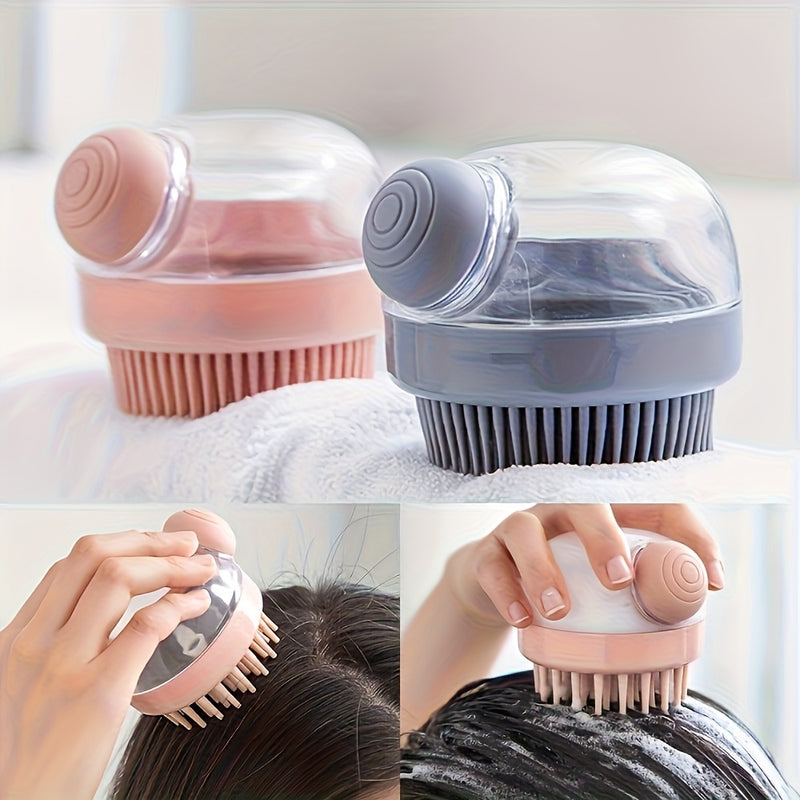 Cepillo de champú multifuncional con dispensador de líquido, 1 unidad/2 unidades, masajeador de cuero cabelludo de silicona para ducha, limpieza y masaje suave para el cabello, accesorios de baño sin fragancia, peineta, cepillo, baño de mascotas, recolec