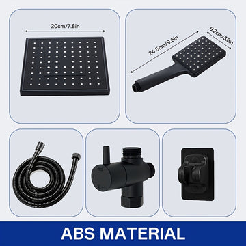 Un conjunto de material ABS, cubierta de cabezal de ducha de alto flujo, cabezal de ducha de mano dos en uno, manguera extendida, cabezal de ducha distribuidor de agua de tres vías, cabezal de ducha, accesorios de ducha