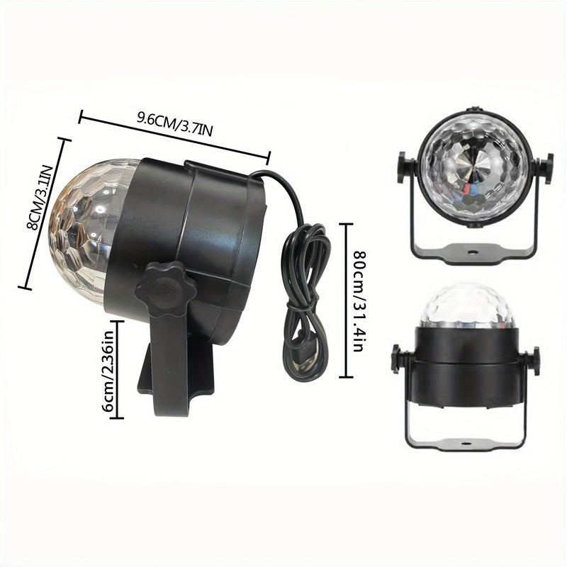 Esfera de discoteca RGB activada por sonido, ideal para fiestas, bares, karaoke y bodas, alimentada por USB con 7 modos (sin control remoto), anima las fiestas, fiestas en casa