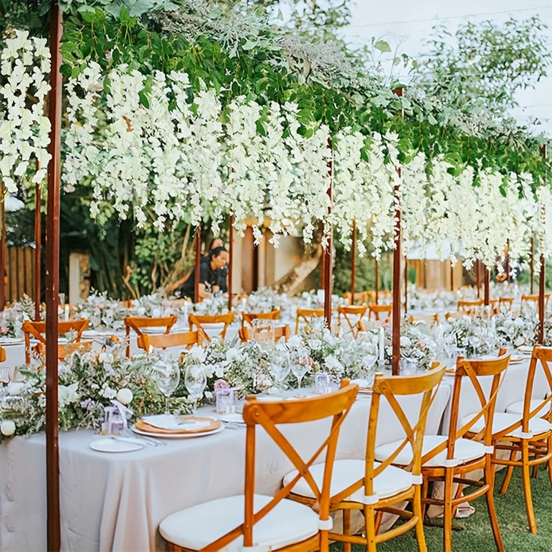 12 Piezas, Flores Colgantes, Decoración Artificial Para Bodas, Guirnalda De Glicina, Exuberantes Enredaderas De Flores De Seda Para Decoración De Bodas Al Aire Libre, Arco De Fondo, Fiesta, Sala, Pared