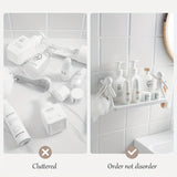 2/3/4/6 piezas, linda estantería de almacenamiento para pared para hombres pequeños de color blanco/gris - sin taladrar, instalación fácil, fuerte y duradera, muy adecuada para la organización del baño y la cocina, almacenamiento de cosméticos, decoració