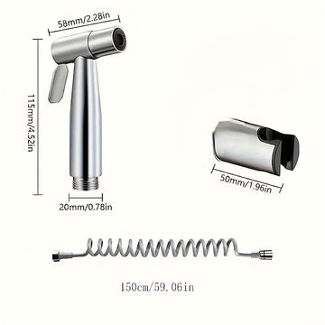 Set de ducha de mano de acero inoxidable de lujo de 3 piezas con rociador de bidé y accesorio de bañera - Montado en la pared, control de desviador, diseño moderno para una mayor comodidad en la limpieza del baño.