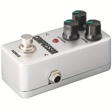 Pedal de compresor de guitarra KOKKO - Procesador de efectos analógicos alimentado por USB con controles de sostenimiento, nivel, ataque y luz LED roja, diseño compacto para estudios y actuaciones en vivo, pedal de efectos de guitarra, grabación de estud