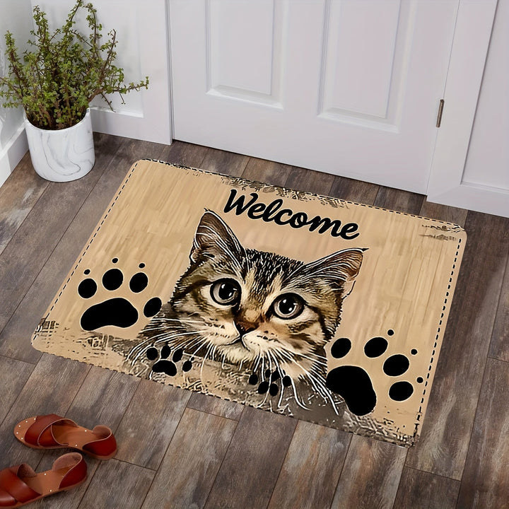 1 alfombra de entrada súper tierna con diseño de gato, lavable a máquina, ideal para salas, habitaciones y cuartos de juegos