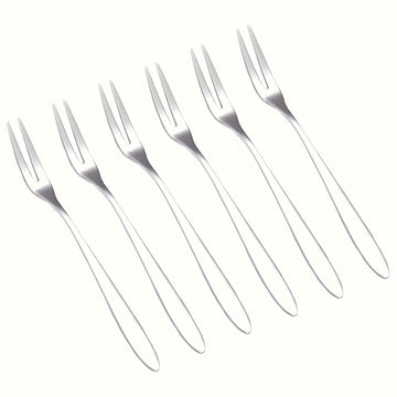 Juego de 6 tenedores de acero inoxidable, tenedores dobles, tenedores para cóctel, tenedores para aperitivos y tenedores para pastel