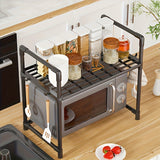 Soporte de microondas de mostrador sin necesidad de electricidad, estantería de plástico de 50,5 cm, organizador de almacenamiento abierto para horno, diseño ahorrador de espacio