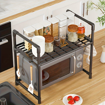 Soporte de microondas de mostrador sin necesidad de electricidad, estantería de plástico de 50,5 cm, organizador de almacenamiento abierto para horno, diseño ahorrador de espacio