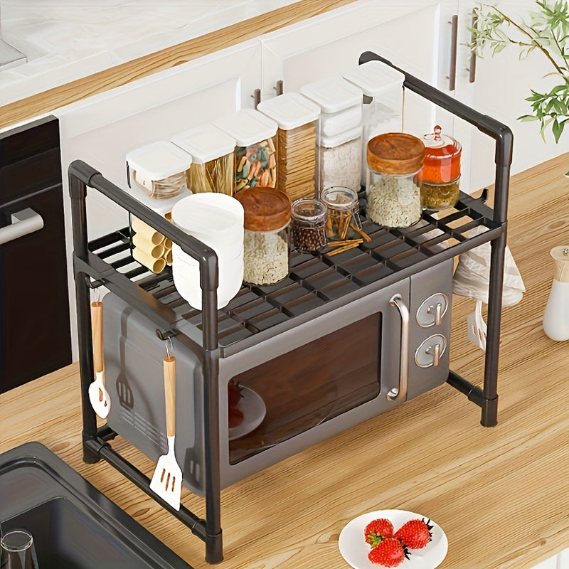 Soporte de microondas de mostrador sin necesidad de electricidad, estantería de plástico de 50,5 cm, organizador de almacenamiento abierto para horno, diseño ahorrador de espacio